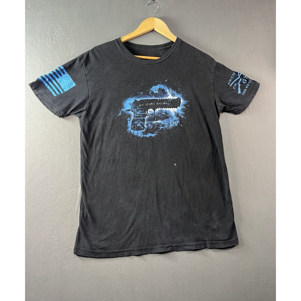 Grunt Style Shirt Mens L Black My Spirit Animal Gun Graphic Tee Patriotic Flag